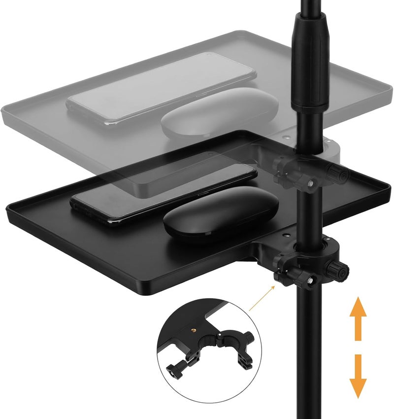 RTNLIT Microphone Music Stand Tray, Adjustable Clamp On Rack Tray Holder with 7.7 Pound Weight Capacity, for Music Sheet, Singing, Stage, Audio Recording (10.6" x 8") - Image 4